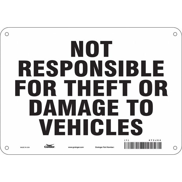 Safety Sign, 7 in Height, 10 in Width, Aluminum, Vertical Rectangle, English, 473J64