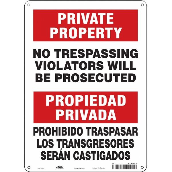 Safety Sign, 14 in Height, 10 in Width, Aluminum, Vertical Rectangle, English, Spanish, 473M30