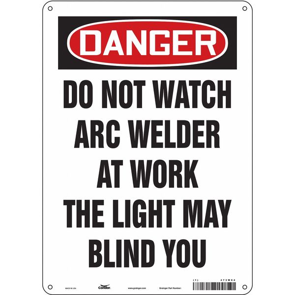 Safety Sign, 14 in Height, 10 in Width, Aluminum, Vertical Rectangle, English, 473W84