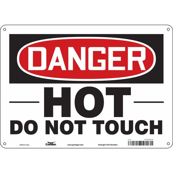 Danger Sign, 10 in H, 14 in W, Aluminum, Horizontal Rectangle, English, 474Z42