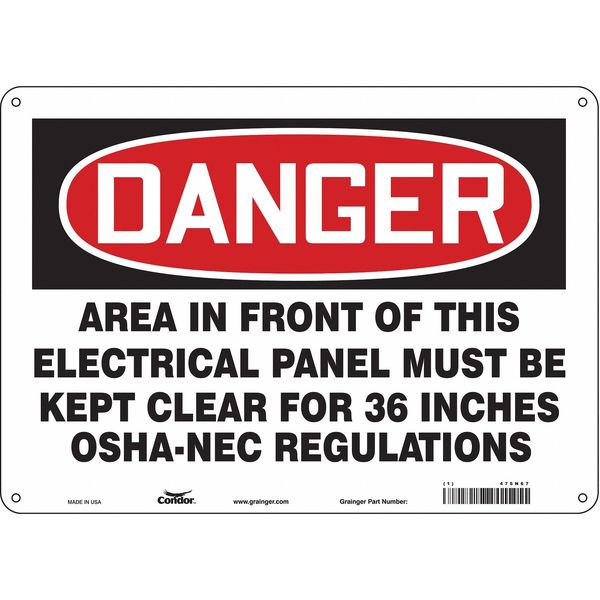 Safety Sign, 10 in Height, 14 in Width, Aluminum, Horizontal Rectangle, English, 475N67