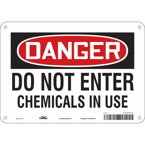 Chemical Sign, 7 in H, 10 in W, Vertical Rectangle, English, 475Z19