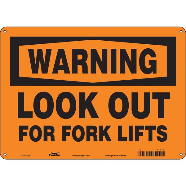 Safety Sign, 10 in Height, 14 in Width, Aluminum, Horizontal Rectangle, English, 476R73