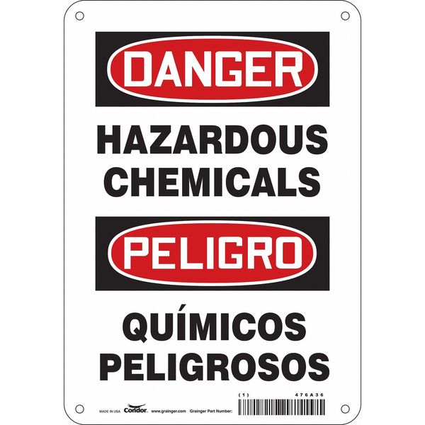 Chemical Sign, 10 in H, 7 in W, Horizontal Rectangle, English, Spanish, 476A36