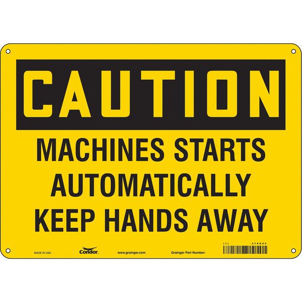 Safety Sign, 10 in Height, 14 in Width, Aluminum, Horizontal Rectangle, English, 478K80