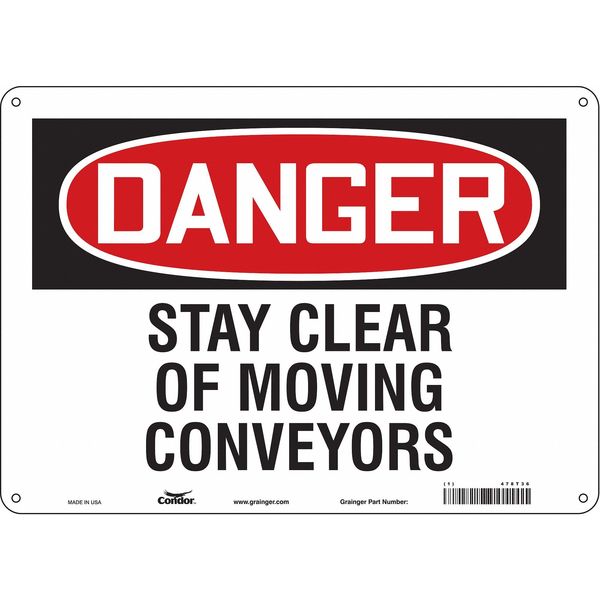 Safety Sign, 10 in Height, 14 in Width, Aluminum, Horizontal Rectangle, English, 478T36