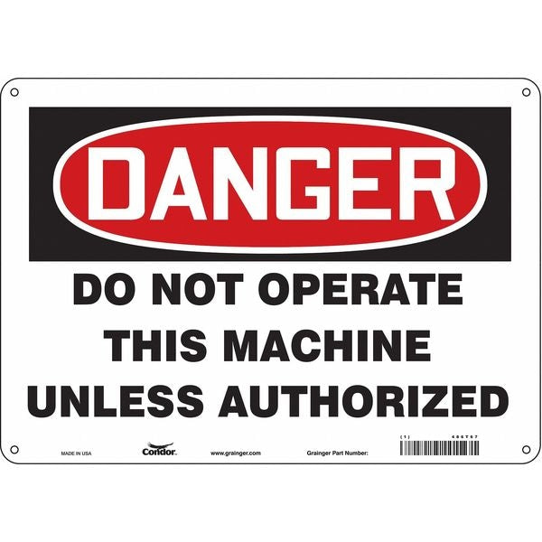 Safety Sign, 10 in Height, 14 in Width, Aluminum, Horizontal Rectangle, English, 486T67