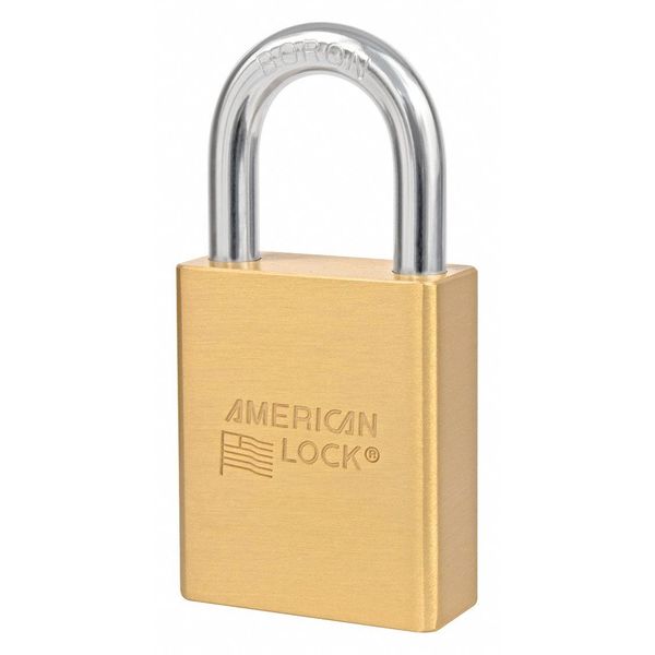 Padlock, Keyed Alike, Standard Shackle, Rectangular Brass Body, Boron Shackle, 7/8 in W