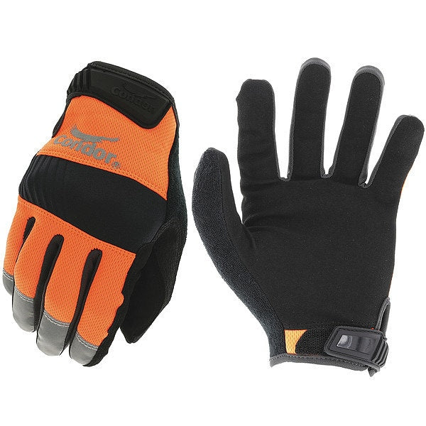 Hi-Vis Mechanics Gloves, M, Yellow, Single Layer and Seamless, Polyester