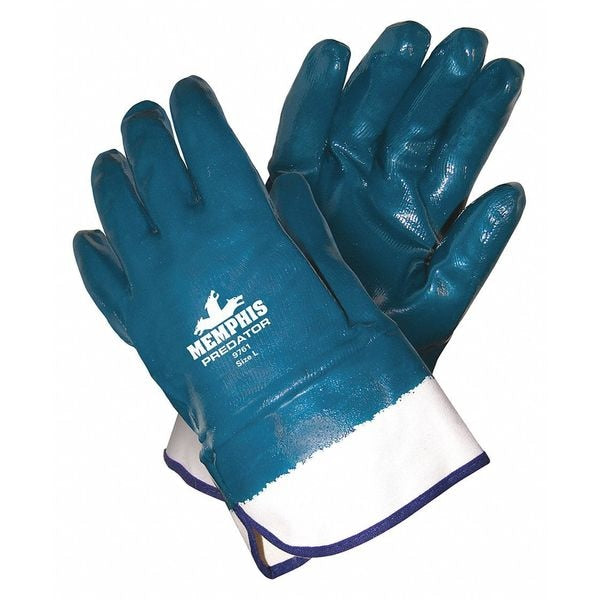 Nitrile Coated Gloves, Full Coverage, Blue, L, PR