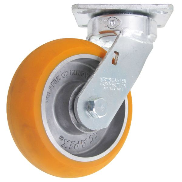 Kingpinless Swivel Plate Caster, Polyurethane, 1000 lb