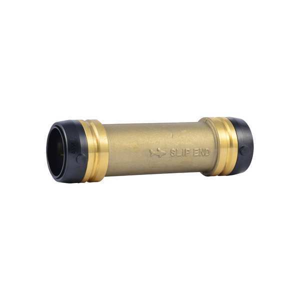 DZR Brass Slip Coupling, 1-1/4 in Tube Size
