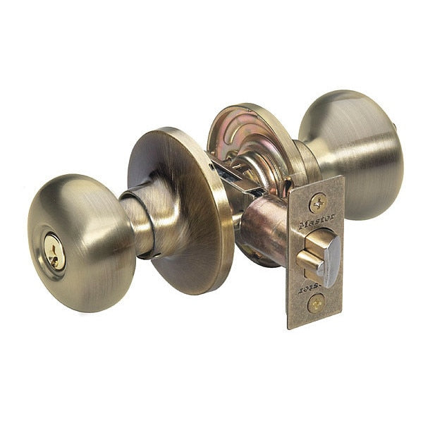Knob Lockset, Biscuit Style, Antique Brass