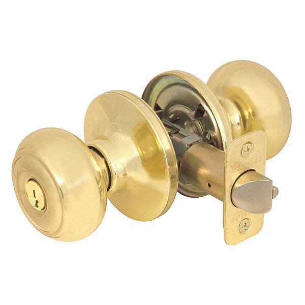 Knob Lockset, Rusk Style, Polished Brass