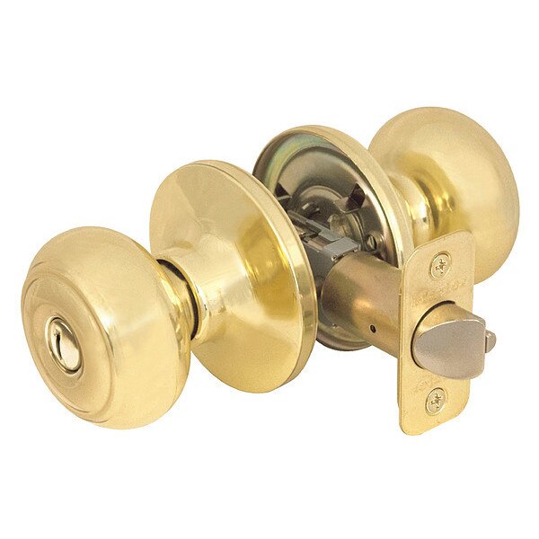 Knob Lockset, Rusk Style, Polished Brass