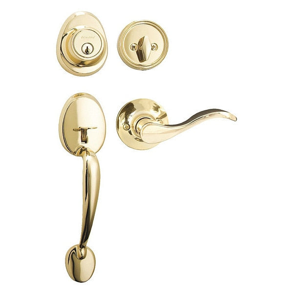 Lever Lockset, Bright Brass, Wave Style
