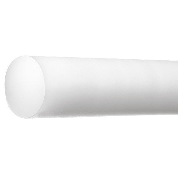 White Acetal Plastic Rod 4 ft L, 1/2 in Dia.