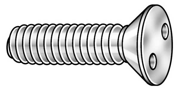 #10-32 x 2-1/2 in Spanner Flat Tamper Resistant Screw, 18-8 Stainless Steel, Plain Finish, 25 PK