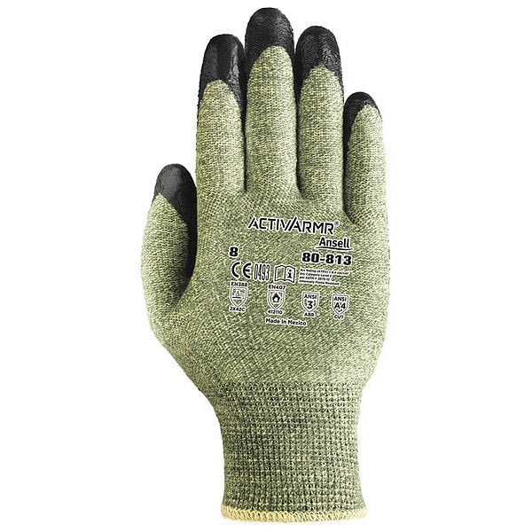 ActivArmr Cut-Resistant, Arc Flash, FR Gloves, HRC 2, ANSI A4, Green/Black, Size Large, 1 Pair