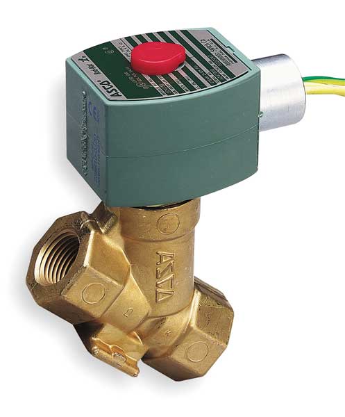 120V AC Brass Steam Solenoid Valve, Normally Closed, 3/8 in Pipe Size