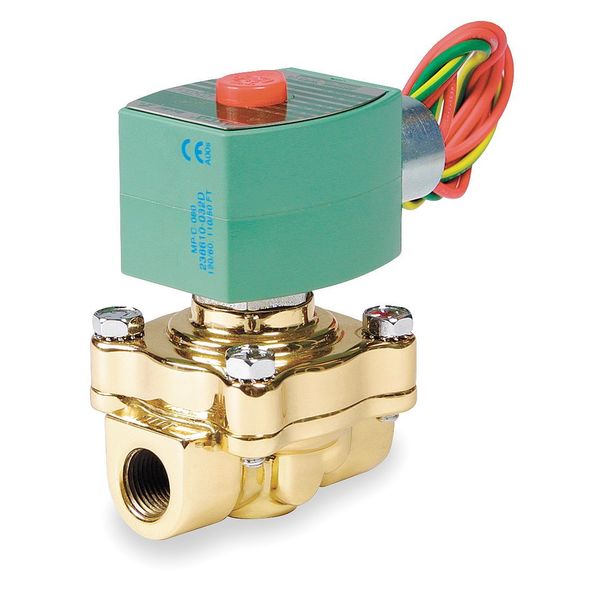 120V AC Brass Steam Solenoid Valve, Normally Closed, 3/4 in Pipe Size