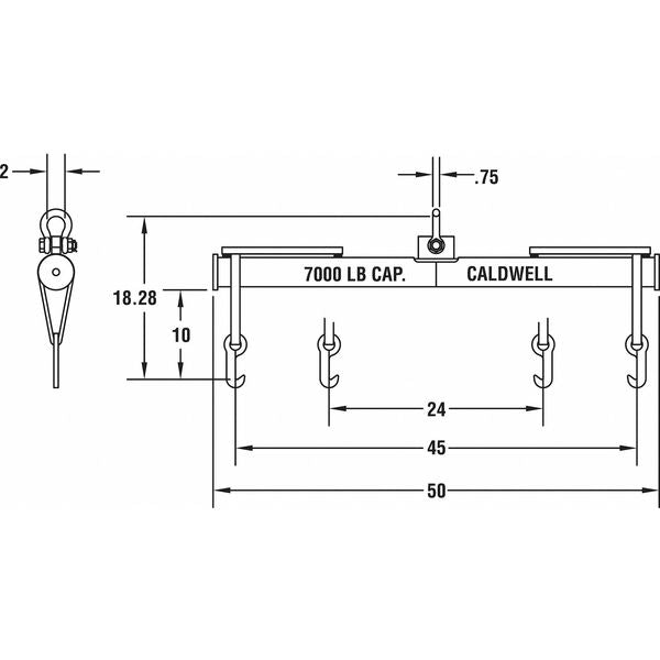 Low Headroom Battery Lifting Beam, 7000Lb