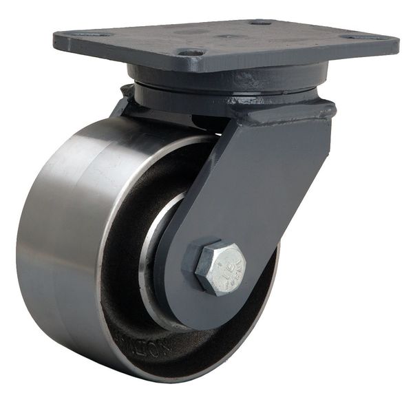 Plate Caster, Swivel, Forged Steel, 6 in, 4000 lb