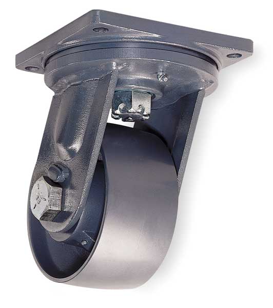 Plate Caster, Swivel, Forged Steel, 8 in, 14,000 lb.