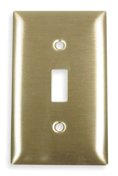 Toggle Switch Wall Plates, Number of Gangs: 1 Brass, Brushed Finish, Brass