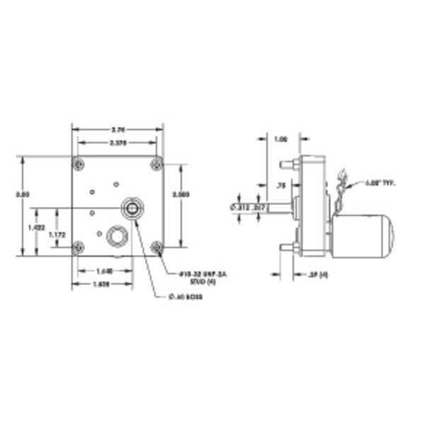 DC Gearmotor, Nameplate RPM 8, 0.38A