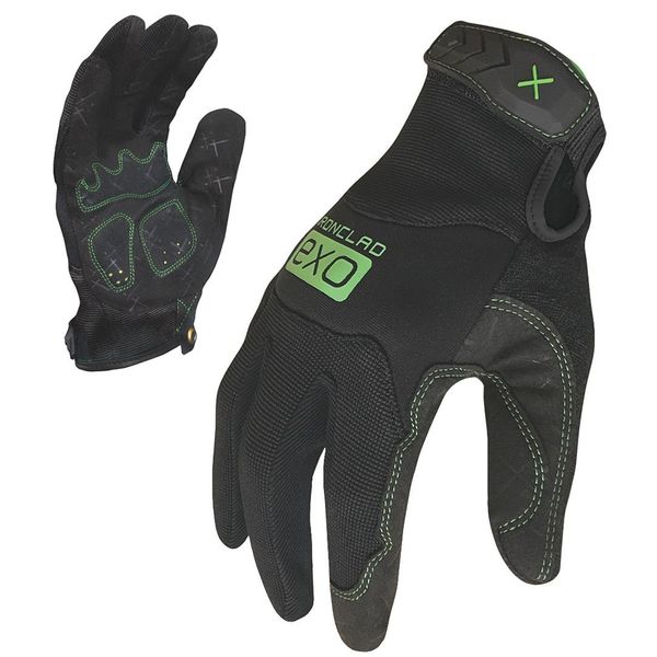 Mechanics Gloves, L, Black, Anti-Vibration, Stretch Nylon/Neoprene