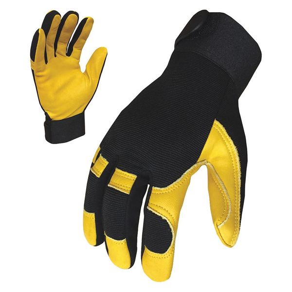 Mechanics Gloves, M, Black/Gold, Single Layer, Stretch Nylon