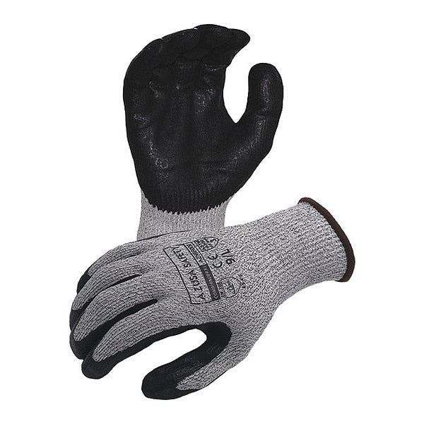 Commander Cut Resistant 13 ga. Gray ANSI A3 Gloves, Black Textured Foam Nitrile Palm Coating, M