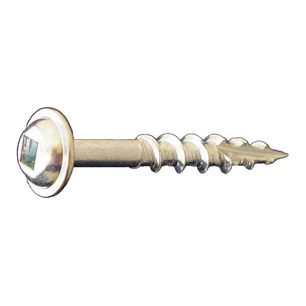 Wood Screw, #8, 2-1/4 in, Zinc Plated Low Carbon Steel Round Head Square Drive, 2000 PK