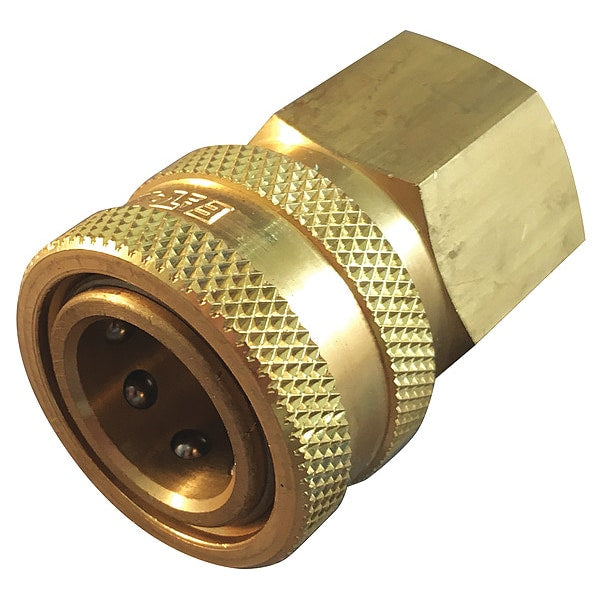 Hydraulic Quick Connect Hose Coupling, Brass Body, Push-to-Connect Lock, 1/2