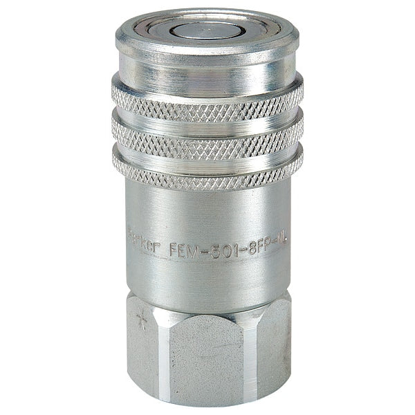 Hydraulic Quick Connect Hose Coupling, Steel Body, Push-to-Connect Lock, 1-1/16