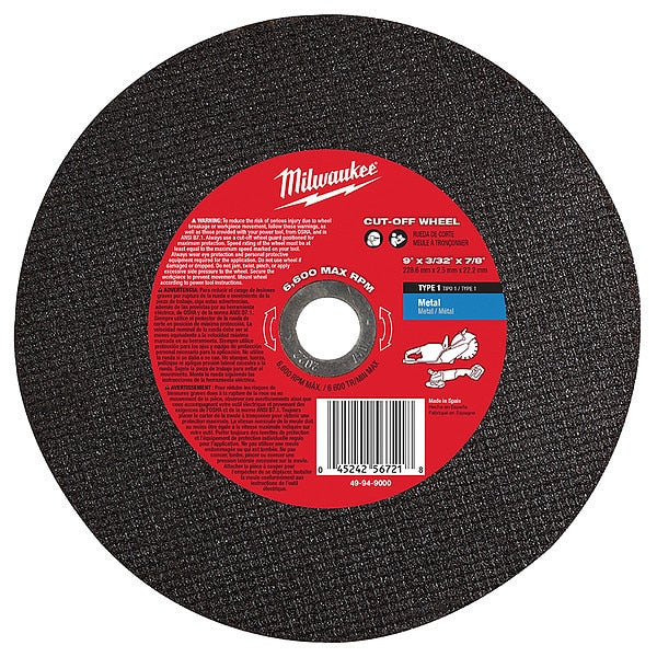 9 in. x 3/32 in. x 7/8 in. Type 1 Abrasive Metal Cut-Off Wheel