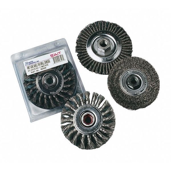 SAIT 06428 Threaded Regular Twist Knot Wheels (Carbon Steel), 4
