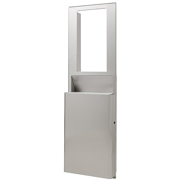 10 gal Rectangular Trash Can, Silver, 16 3/4 in Dia, Stainless Steel