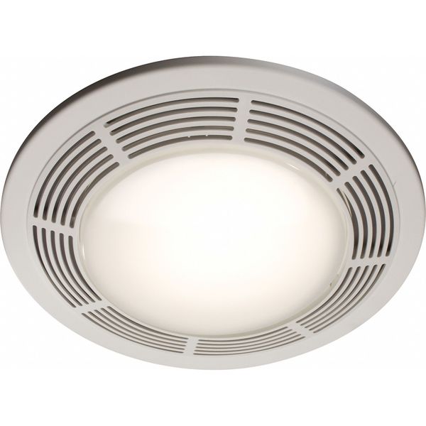 Ceiling Bathroom Fan, 100 cfm cfm, 4 in Duct Dia., 120V AC, Yes