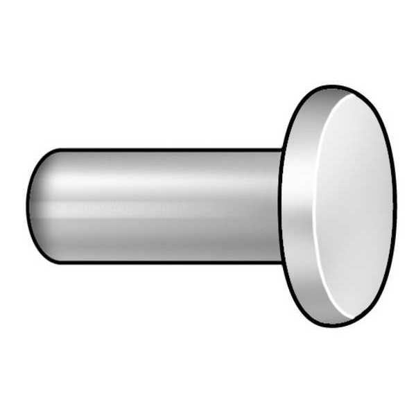 Solid Rivet, Flat Head, 0.1875 in Dia., 1 in L, Brass Body, 80 PK