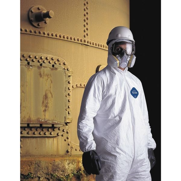 Tyvek 400 Hooded Disposable Coveralls, 3XL, Zipper, Elastic Wrist, Elastic Ankle, White, 6 Pack