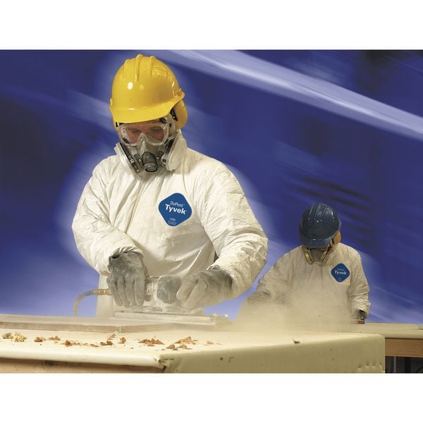 Tyvek 400 Hooded Disposable Coveralls, 3XL, Zipper, Elastic Wrist, Elastic Ankle, White, 6 Pack