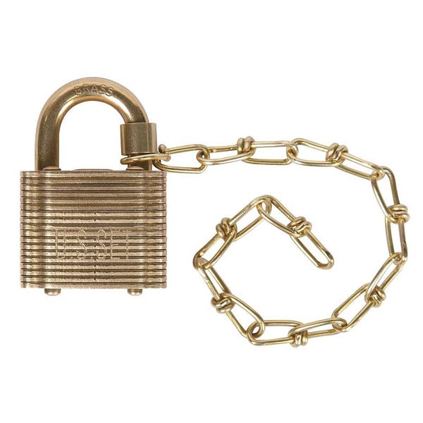 Padlocks, Keyed Alike, Standard Shackle, Square Brass Body, Brass Shackle, 3/4 in W