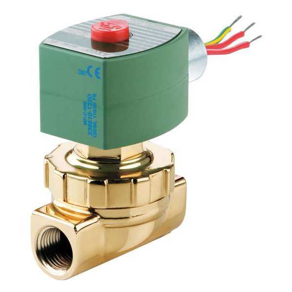 24V AC Brass Steam and Hot Water Solenoid Valve, Normally Closed, 3/4 in Pipe Size
