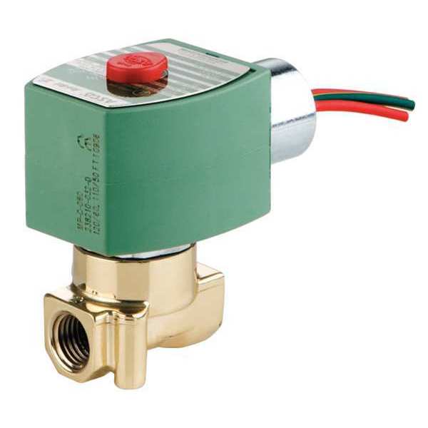 120V AC Brass Cryogenic Solenoid Valve, Normally Closed, 1/4 in Pipe Size