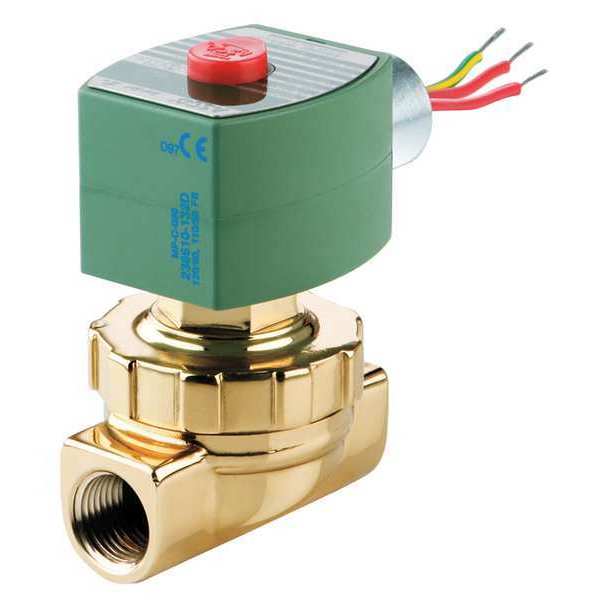 120V AC Brass Steam and Hot Water Solenoid Valve, Normally Closed, 3/8 in Pipe Size