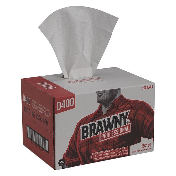 Dry Wipe, White, Dispenser Box, Double Recreped (DRC), 152 Wipes, 12 1/2 in x 16 1/4 in