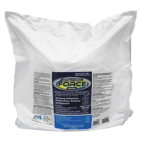 Antibacterial Force Wipes, Bag, Unscented, White