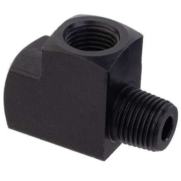 Run Tee, Black Zinc-Plated Brass, 1/4 in